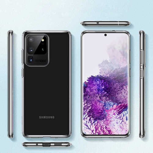 Galaxy S20 Ultra İnce Esnek Sararmaz Şeffaf Süper Silikon Kılıf