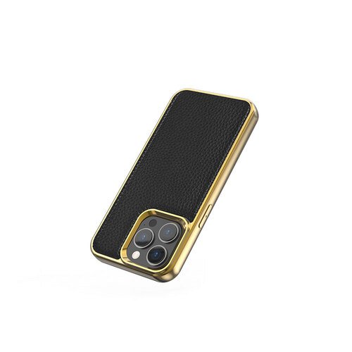 iPhone 13 Pro Max Uyumlu Kılıf Wiwu Genuine Leather Gold Calfskin Orjinal Deri Kapak