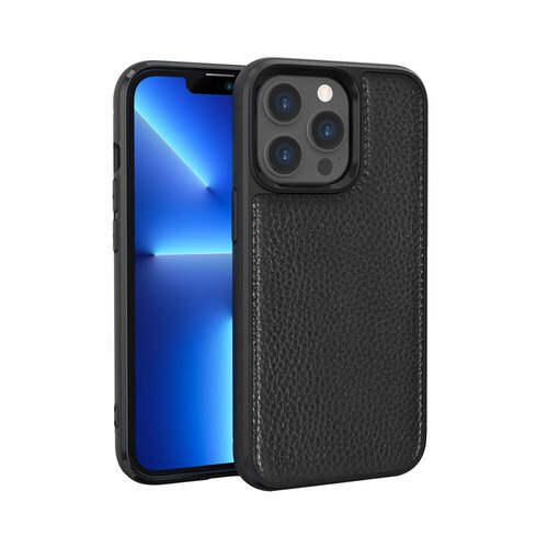 iPhone 13 Pro Max Uyumlu Kılıf Wiwu Genuine Leather Plastic Calfskin Orjinal Deri Kapak