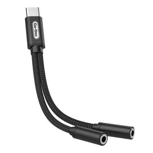 Go Des GD-UC037 Type-C 3.5 mm Çift Aux Kulaklık Dönüştürücü İkili Çevirici Ses Adaptörü