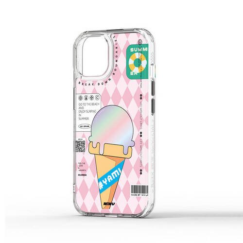 iPhone 15 Pro Kılıf Çift Katman Desenli Wiwu Summer Serisi Kapak Pembe