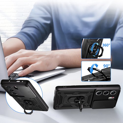 Tecno Camon 40 4G Kılıf Magnetik Standlı Kamera Korumalı Sürgülü Vega Kapak