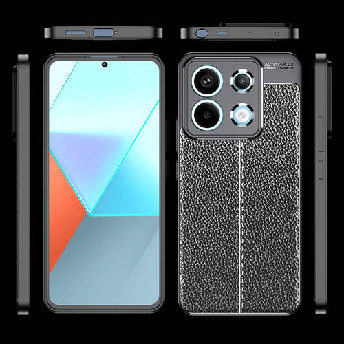 Xiaomi Redmi Note 13 5G Kılıf Deri Desenli Kamera Korumalı Silikon