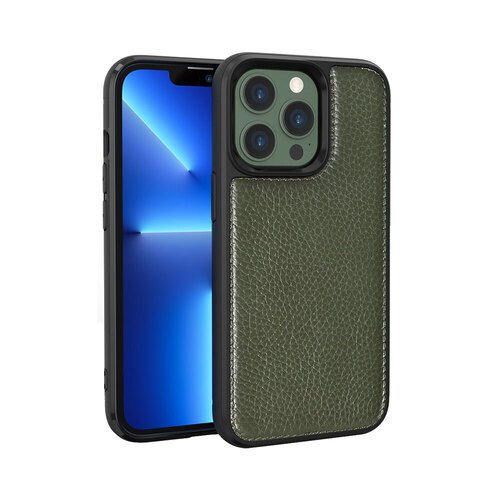 iPhone 13 Pro Uyumlu Kılıf Wiwu Genuine Leather Plastic Calfskin Orjinal Deri Kapak