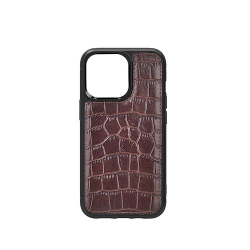 iPhone 13 Uyumlu Kılıf Wiwu Croco Pattern Calfskin Orjinal Deri Kapak