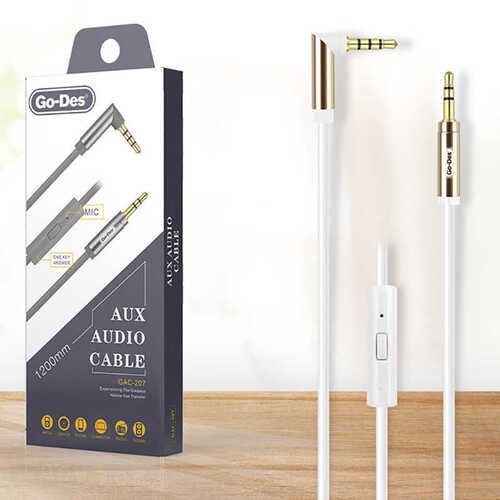 Go Des GAC-207 Aux Audio Kablo L Tipi Mikrofonlu 3.5 mm Ses Kablosu 120 cm