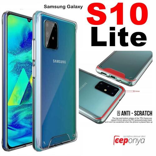 Galaxy S10 Lite Kenarları Silikon Yüzeyi Sert Şeffaf Gard Kılıf