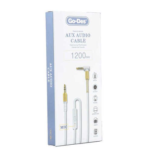 Go Des GAC-206 Aux Audio Kablo L Tipi Mikrofonlu 3.5 mm Ses Kablosu 120 cm