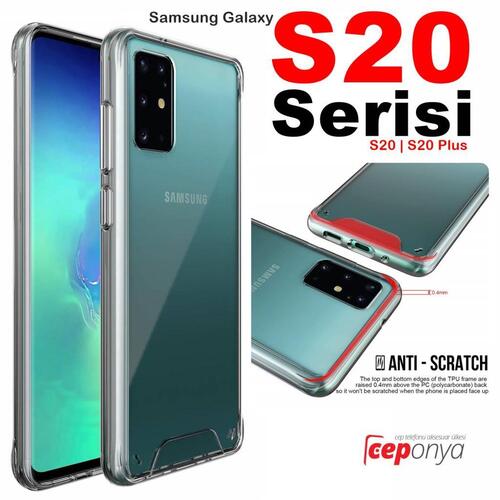 Galaxy S20 Plus Kenarları Esnek Yüzeyi Sert Şeffaf Gard Kılıf