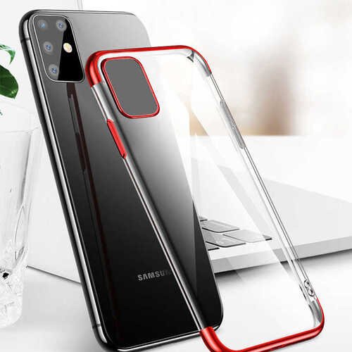 Galaxy S20 Plus Köşeleri Renkli Kamera Korumalı Şeffaf Kılıf