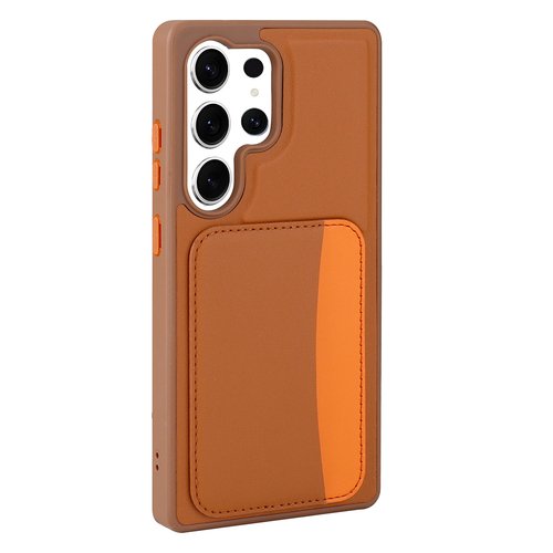 Galaxy S24 Ultra Kılıf Kartlıklı X-Kart Deri Görünümlü High Quality Silikon Kapak