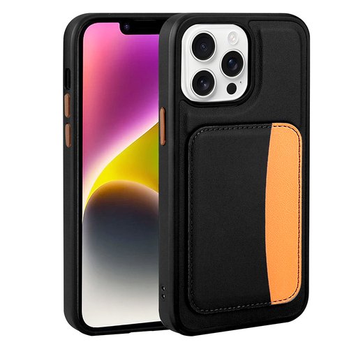 iPhone 16 Pro Max Kılıf Kartlıklı X-Kart Deri Görünümlü High Quality Silikon Kapak