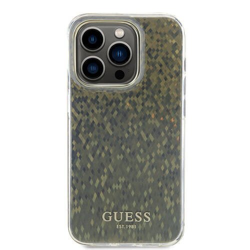 iPhone 15 Pro Max Uyumlu Kılıf Guess Orjinal Lisanslı Yazı Logolu Mirror Disco Kapak Gold