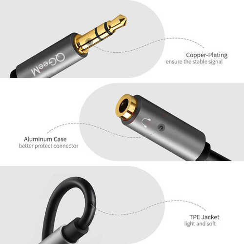 Qgeem QG-AU08 3.5 mm Dişi Aux Çoğaltıcı İkili Audio Ses Kablosu Çoğaltıcı 15 cm