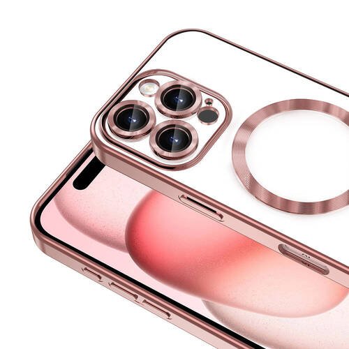 Apple iPhone 16 Pro Max Kılıf Magsafe Köşeleri Renkli Lüx Şeffaf Kamera Lens Korumalı