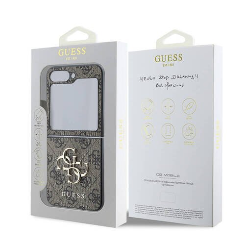 Galaxy Z Flip 6 Kılıf Guess Orjinal Lisanslı Leather Metal Logo Kapak