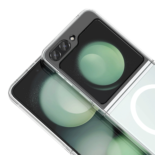 Galaxy Z Flip 5 Kılıf Kamera Korumalı MagSafe Şarj Özellikli Lüx Şeffaf London Silikon Kapak