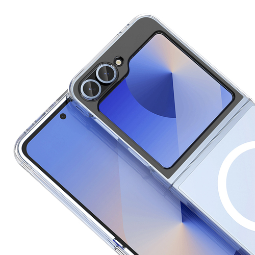 Galaxy Z Flip 6 Kılıf Kamera Korumalı MagSafe Şarj Özellikli Lüx Şeffaf London Silikon Kapak