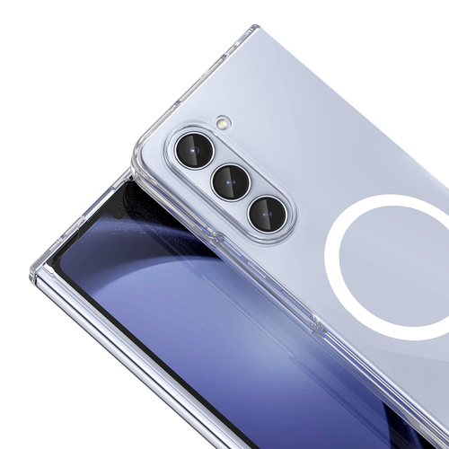 Galaxy Z Fold 5 Kılıf Kamera Korumalı MagSafe Şarj Özellikli Lüx Şeffaf London Silikon Kapak