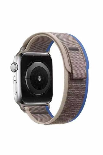 Apple Watch 7 41mm Renkli ​​​​KRD-77 Örgülü Hasır Tokalı Kordon