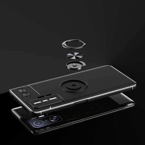 Xiaomi Mi 11T Pro 5G Kılıf Yüzüklü Standlı Manyetik Kamera Korumalı Silikon