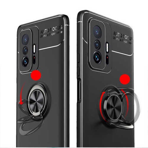 Xiaomi Mi 11T Pro 5G Kılıf Yüzüklü Standlı Manyetik Kamera Korumalı Silikon