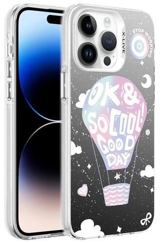 Apple iPhone 14 Pro Kılıf Desenli Silver Lüx Sert Kapak