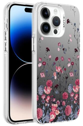 Apple iPhone 14 Pro Kılıf Desenli Silver Lüx Sert Kapak