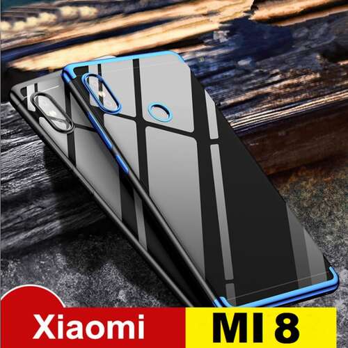 Xiaomi Mi 8 Köşeleri Renkli Şeffaf Kaliteli Kamera Korumalı Kılıf