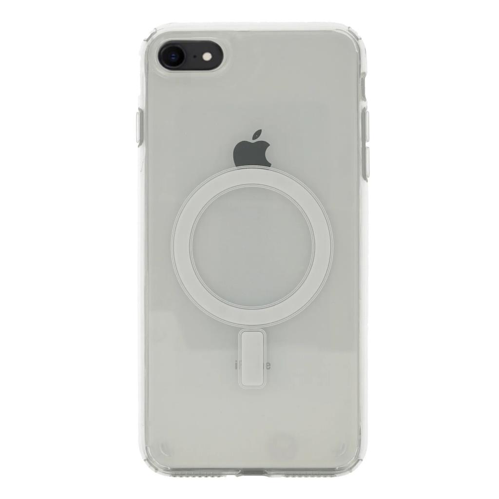iPhone SE 2022 Kılıf Magsafe Şarj Özellikli Şeffaf Sert PC Embos Kapak
