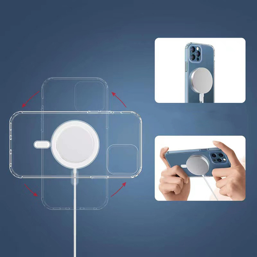 iPhone 8 Plus Kılıf Magsafe Şarj Özellikli Şeffaf Sert PC Embos Kapak