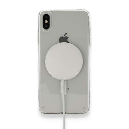 iPhone XS 5.8 Kılıf Magsafe Şarj Özellikli Şeffaf Sert PC Embos Kapak
