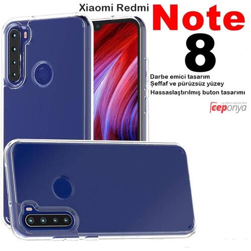 Xiaomi Redmi Note 8 Darbe Emici Kamera Kor. Antişok Şeffaf Kılıf