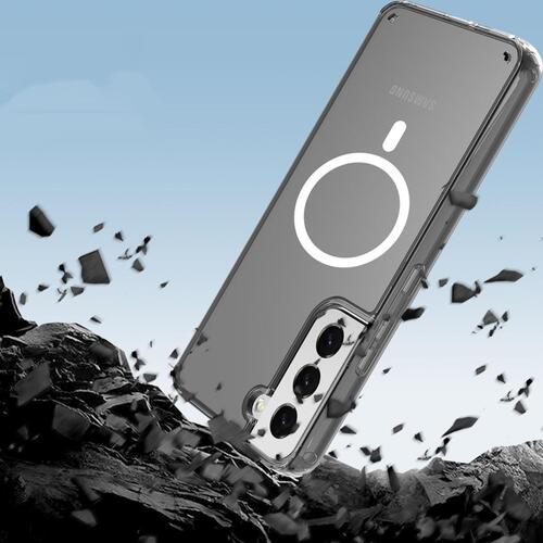 Galaxy S22 Kılıf M-safe Şarj Özellikli Şeffaf Sert PC Zore Embos Kapak