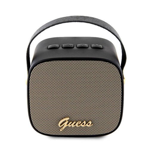 Guess Orjinal Lisanslı Askılı PU Deri Yazı Logolu 5W Bluetooth Speaker Siyah