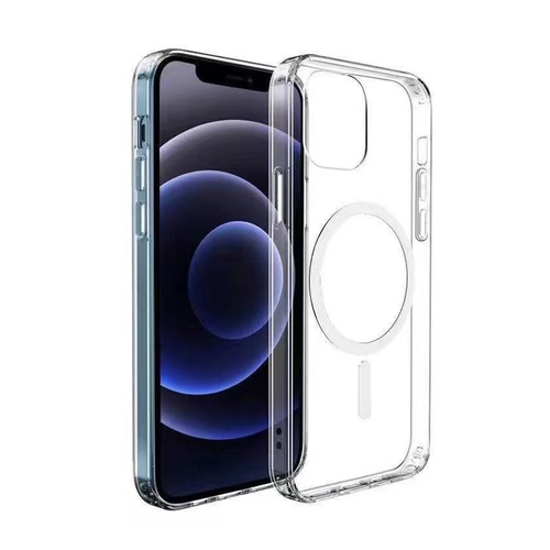 iPhone 12 Mini Kılıf Magsafe Şarj Özellikli Şeffaf Sert PC Embos Kapak