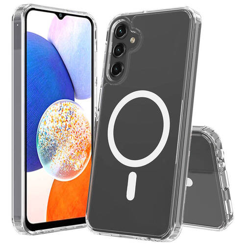 Galaxy S25 FE Kılıf Magsafe Şarj Özellikli Şeffaf Sert PC Embos Kapak