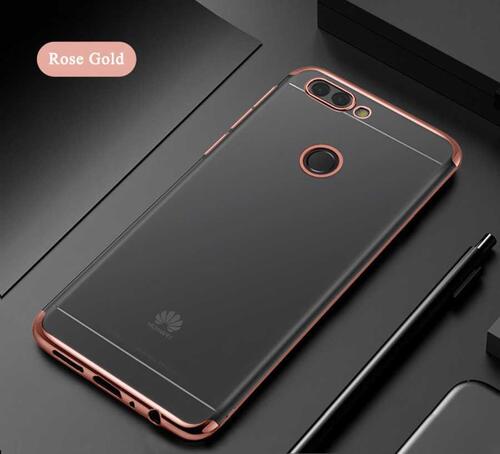 Huawei P Smart Kılıf İnce Köşeleri Renkli Şeffaf Silikon