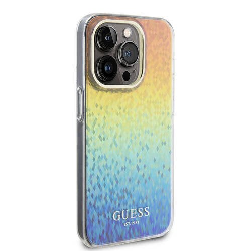 iPhone 15 Pro Uyumlu Kılıf Guess Orjinal Lisanslı Yazı Logolu Mirror Disco Kapak Colorful