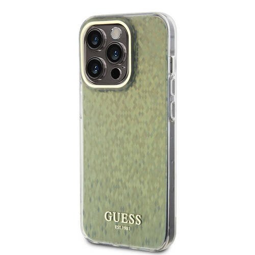 iPhone 15 Pro Uyumlu Kılıf Guess Orjinal Lisanslı Yazı Logolu Mirror Disco Kapak Gold