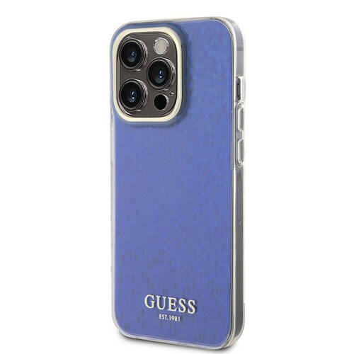 iPhone 15 Pro Uyumlu Kılıf Guess Orjinal Lisanslı Yazı Logolu Mirror Disco Kapak Mor