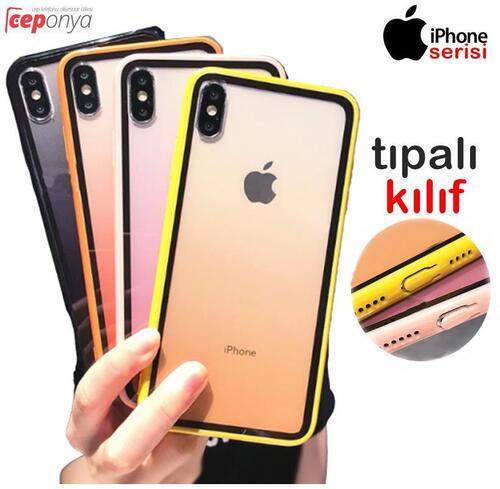 iPhone XR 6.1 Renk Geçişli Tıpalı Kenarları Silikon Kılıf