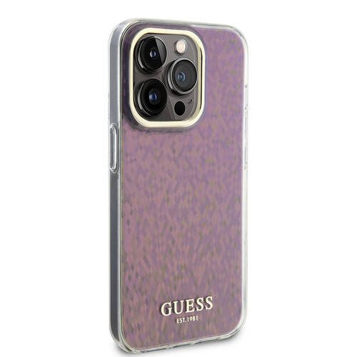 iPhone 15 Pro Uyumlu Kılıf Guess Orjinal Lisanslı Yazı Logolu Mirror Disco Kapak Pembe