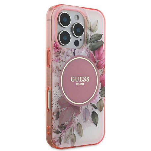 Apple iPhone 16 Pro Max Guess Orjinal Lisanslı Magsafe Şarj Özellikli Flower Tonal Circle Kapak