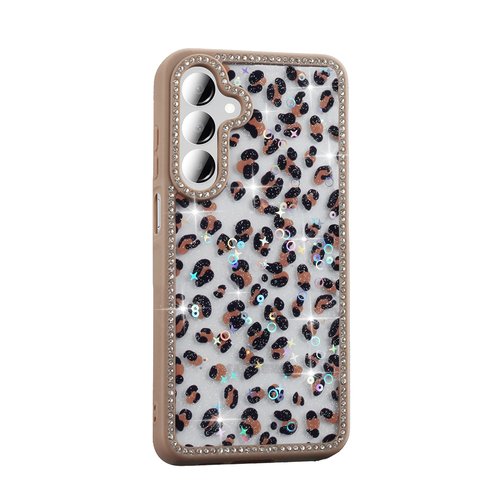 Galaxy A55 Kılıf Taşlı ve Simli Işıltılı Kelebek Kapak