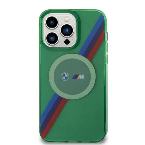 iPhone 15 Pro Kılıf BMW Magsafe Şarj Özellikli Transparan Tricolor Stripes Orjinal Lisanslı Kapak