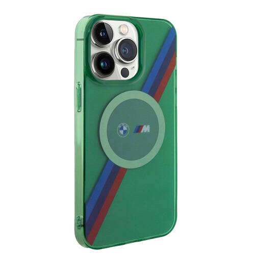 iPhone 15 Pro Kılıf BMW Magsafe Şarj Özellikli Transparan Tricolor Stripes Orjinal Lisanslı Kapak