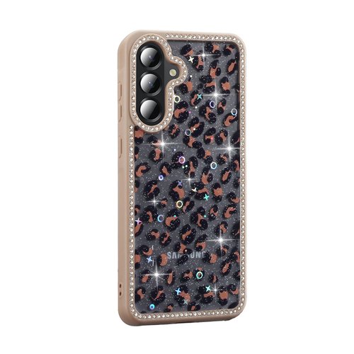 Galaxy A56 Kılıf Taşlı ve Simli Işıltılı Kelebek Kapak