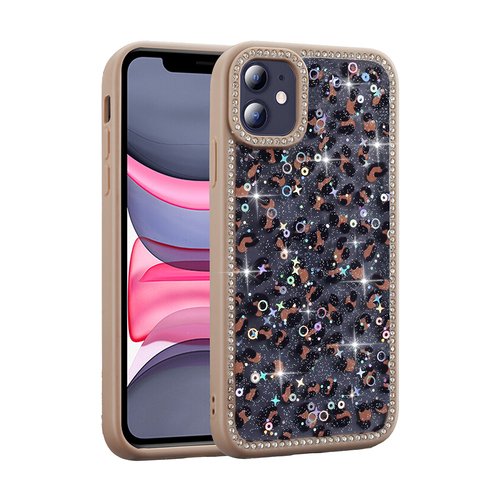 iPhone 11 Kılıf Taşlı ve Simli Işıltılı Kelebek Kapak