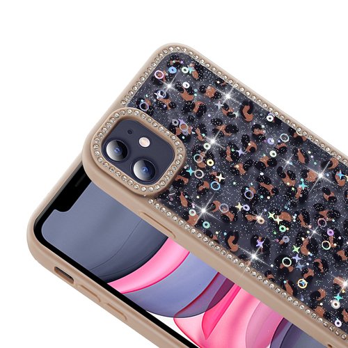 iPhone 11 Kılıf Taşlı ve Simli Işıltılı Kelebek Kapak